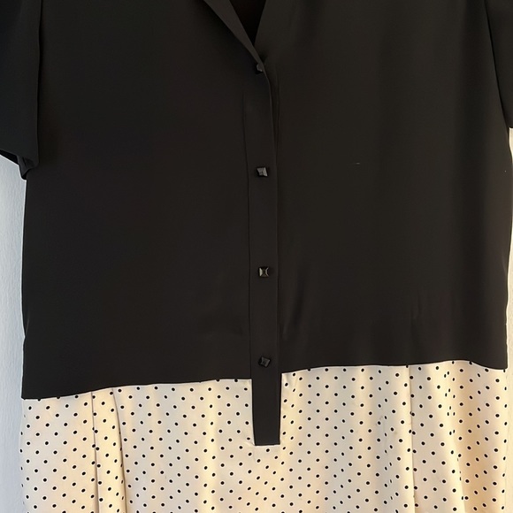 Alexander Wang Shift Dress - collared, button up, polka dot, black and white - Picture 2 of 6